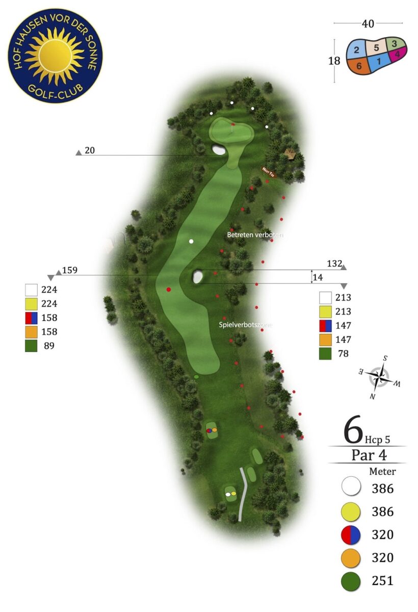 Die besten Golflöcher in Rhein-Main, Bahn 6 des Golf-Club Hof Hausen vor der Sinne